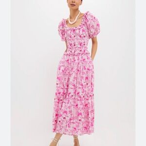Ro's Garden Percy Annapolis NWT Chic Pink Patterned Midi Dress size M